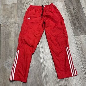 Vintage Adidas Red 3 stripe track windbreaker pants mesh lined 1/2 zip S 80s 90s